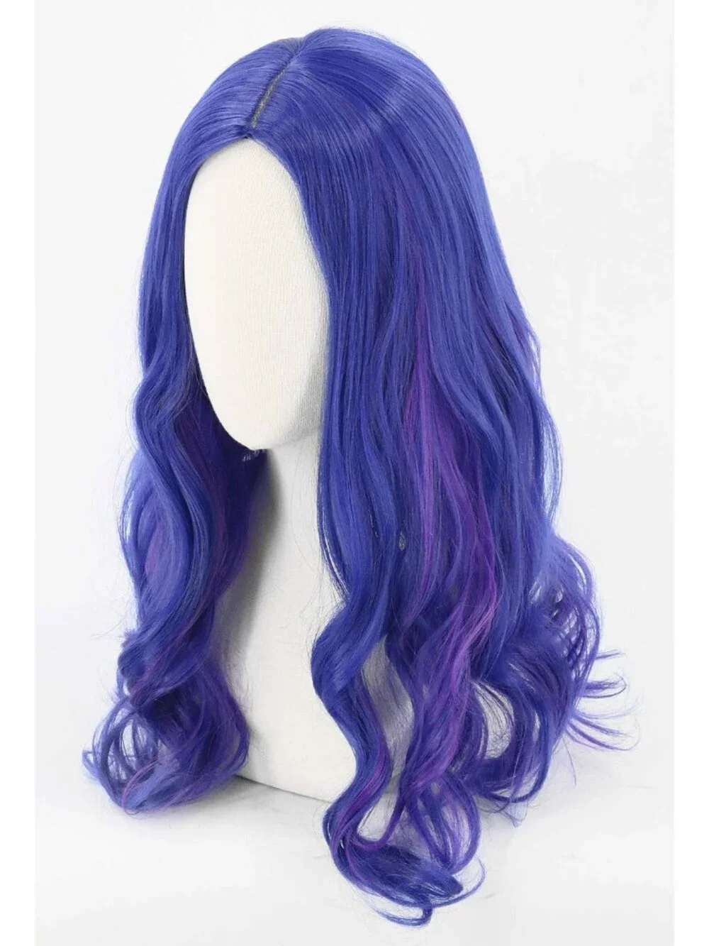 Women's Blue Purple Short Cosplay Halloween Costume Wig With Necklace Earrings